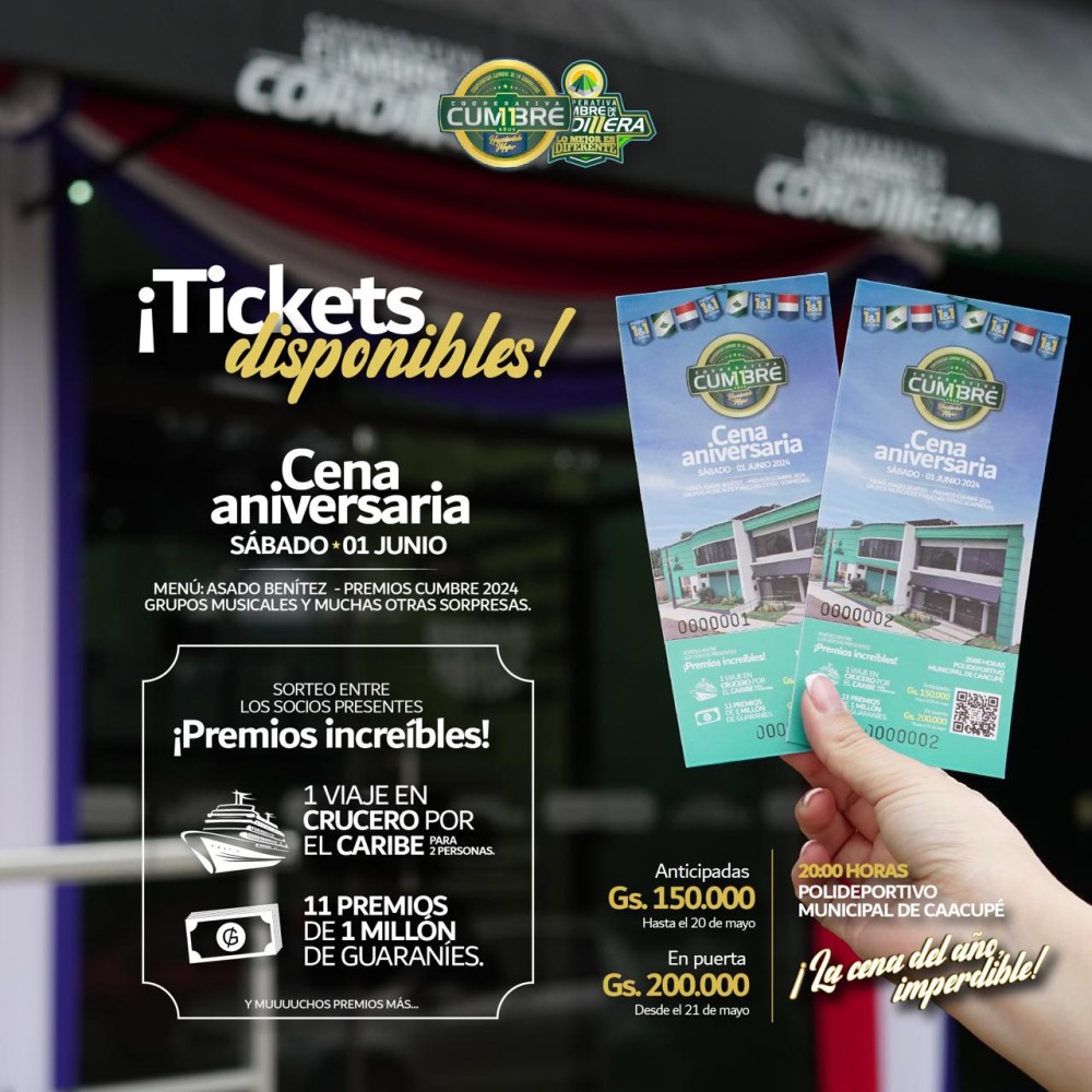 Tickets para la gran Cena Aniversaria de la Cumbre
